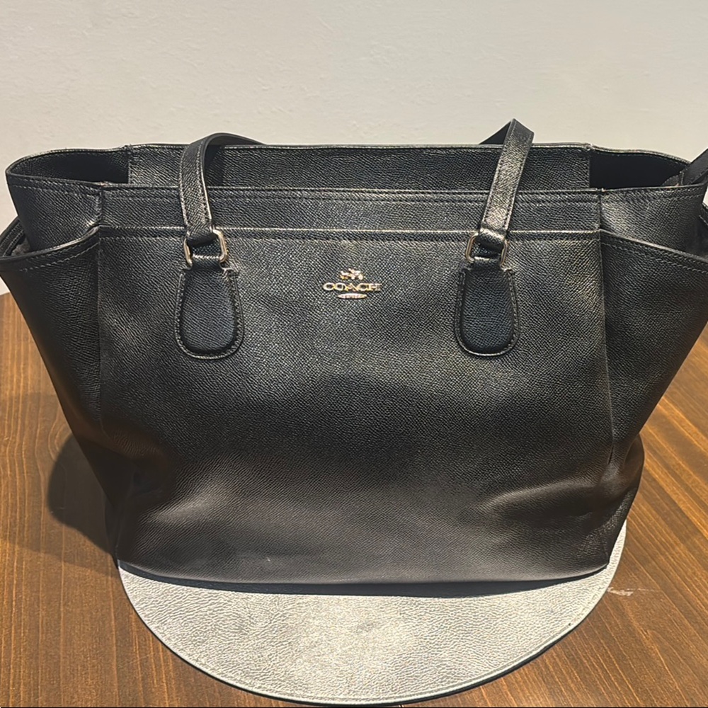 Coach Black Leather Tote Professional Bag